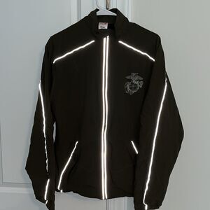 New Balance lined Reflective USMC Marine Corp running marathon training jacket